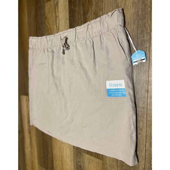 DASH Linen Mini/Tennis Skirt NEW With Tags Sz 3X Khaki Pull On Pockets Stretch - Picture 2 of 6